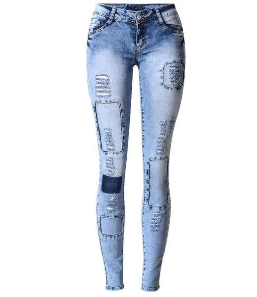 " BLACK HAWK" TRIBAL RIPPED PATCHWORK JEANS